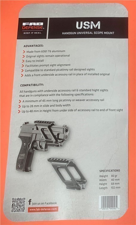 FAB DEFENSE USM Universal Handgun Scope Mount-img-3