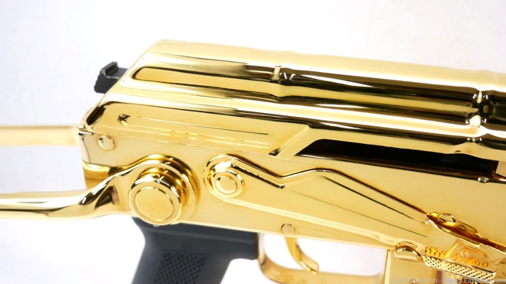 24 KARAT GOLD PLATED AK WASR-10 UNDERFOLDER WITH 75 ROUND GOLD DRUM MAG-img-2
