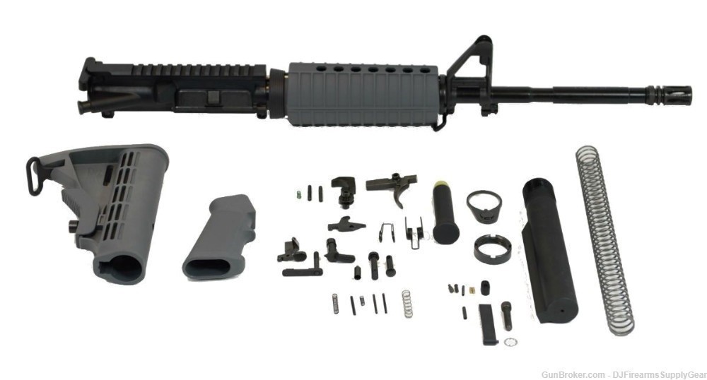 AR-15 16" M4 CARBINE COMPLETE 5.56mm PARTS KIT w Grey Stock Grip Handguard-img-0