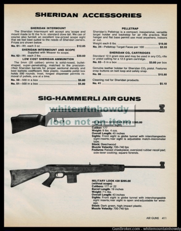 1984 SIG HAMMERLI 403 Match Sporter and 420 Air Rifle PRINT AD-img-1