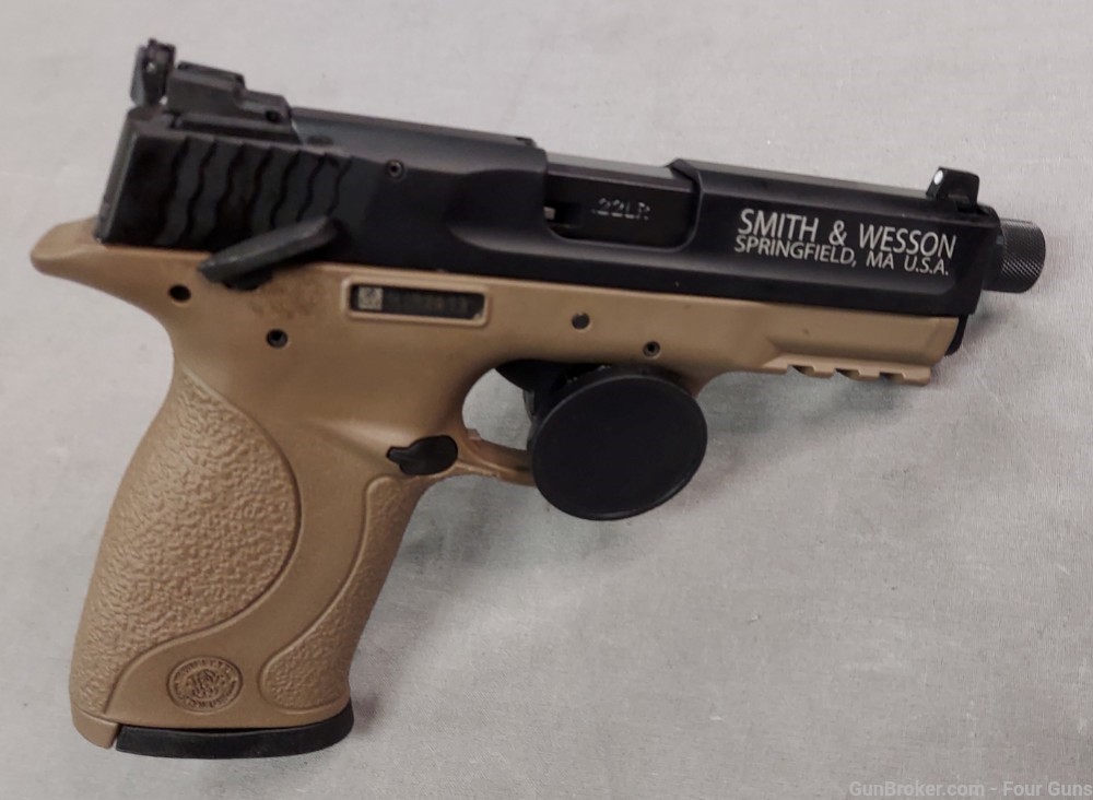 Smith & Wesson M&P22 Compact .22LR FDE Semi-Auto Pistol Suppressor Ready-img-1