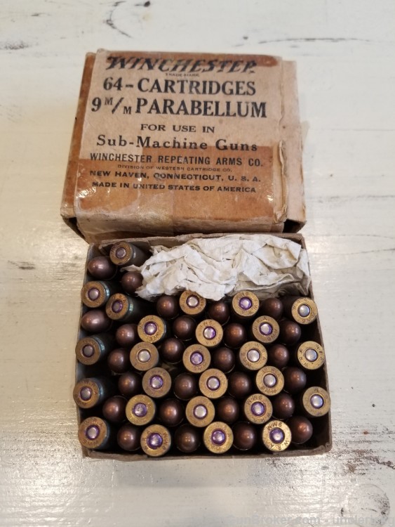 VTG Winchester 9mm Parabellum Ammo for use in Submachine Guns 54 rds-img-0