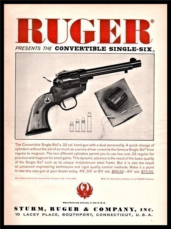 1963 RUGER Single-Six Revolver PRINT AD-img-0