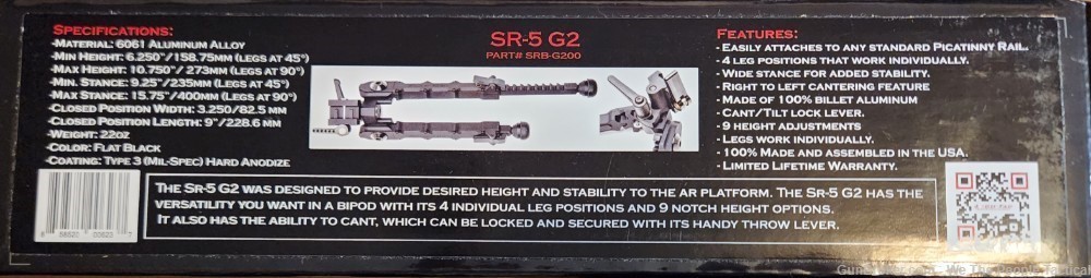 Accu-Tac SR-5 G2 Small Rifle Bipod Black W/ Picatinny1913 QD/QA Mount NEW-img-5
