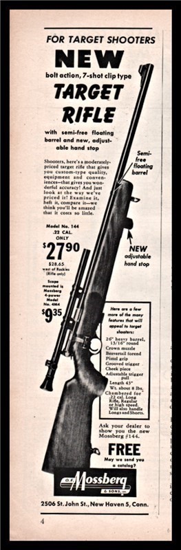 1950 MOSSBERG Model 144 Target Rifle PRINT AD-img-0