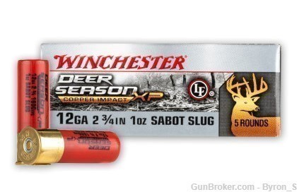 5rds Winchester Deer Season XP™ 12GA 1oz sabot slug BTHP X12DSLF FAST SHIP-img-1