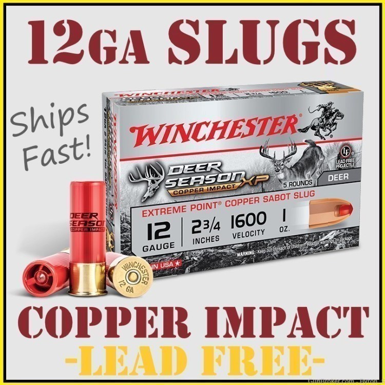5rds Winchester Deer Season XP™ 12GA 1oz sabot slug BTHP X12DSLF FAST SHIP-img-0