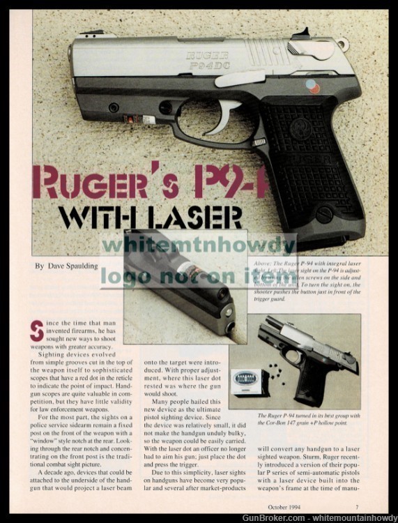 1994 RUGER P9 with Laser Pistol Evaluation Article-img-0