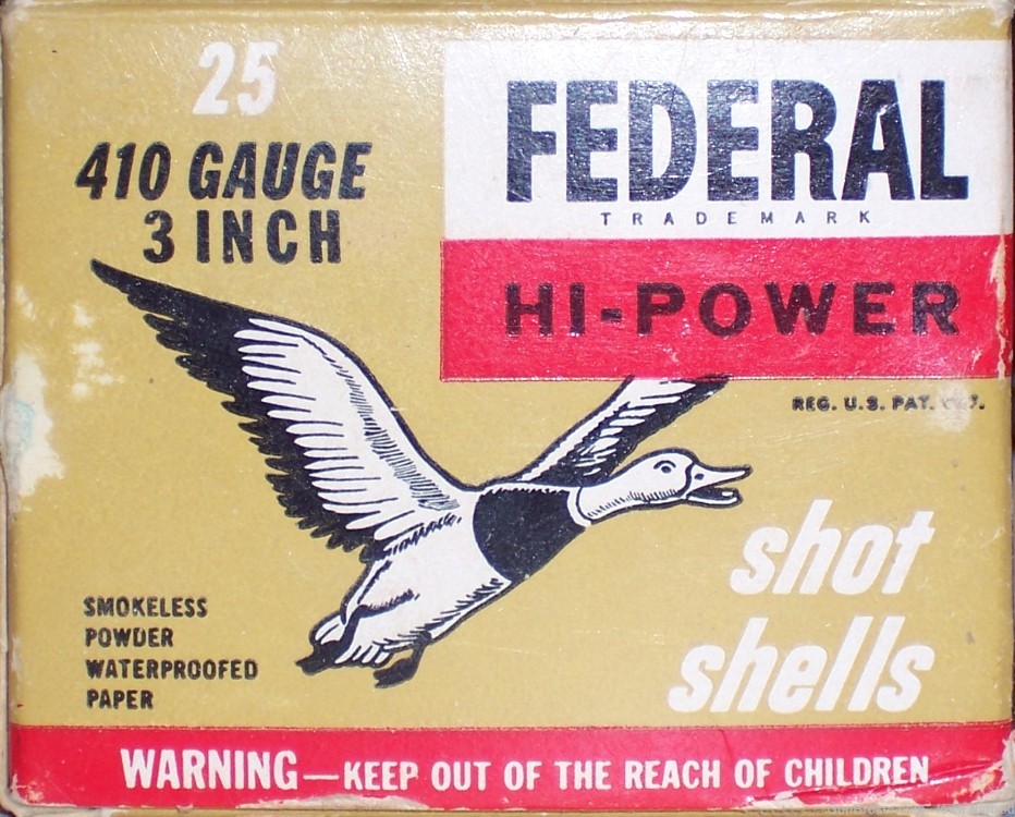 Federal Hi-Power 410-3” Bore ¾ Ounce #6 Lead Shot 25 Rounds 1962 Vintage-img-7