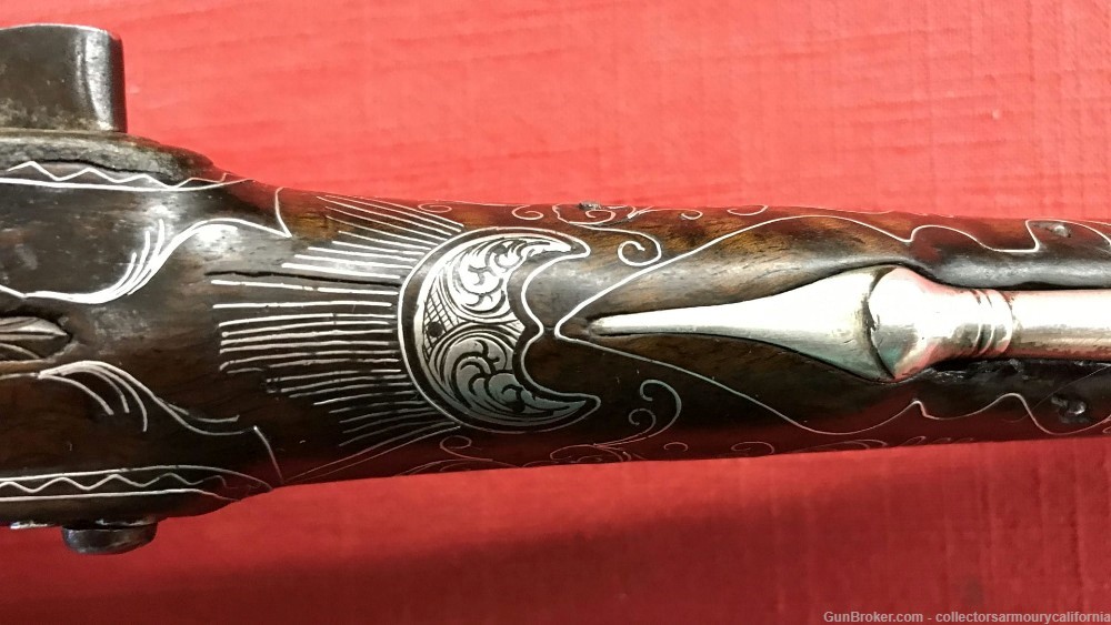 Splendid Silver Mounted Indian Flintlock Kubur Holster Pistol Circa 1800-img-25