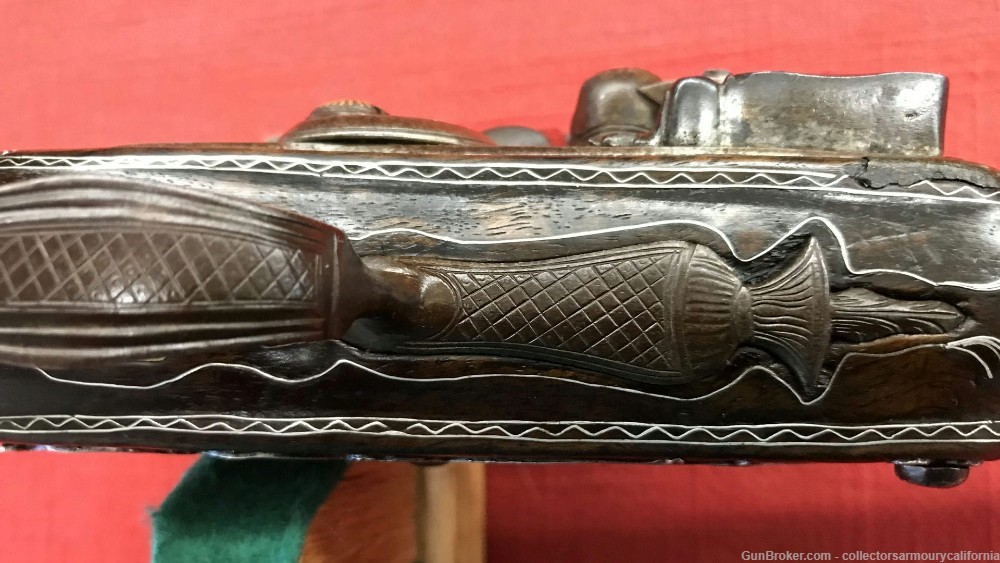 Splendid Silver Mounted Indian Flintlock Kubur Holster Pistol Circa 1800-img-20
