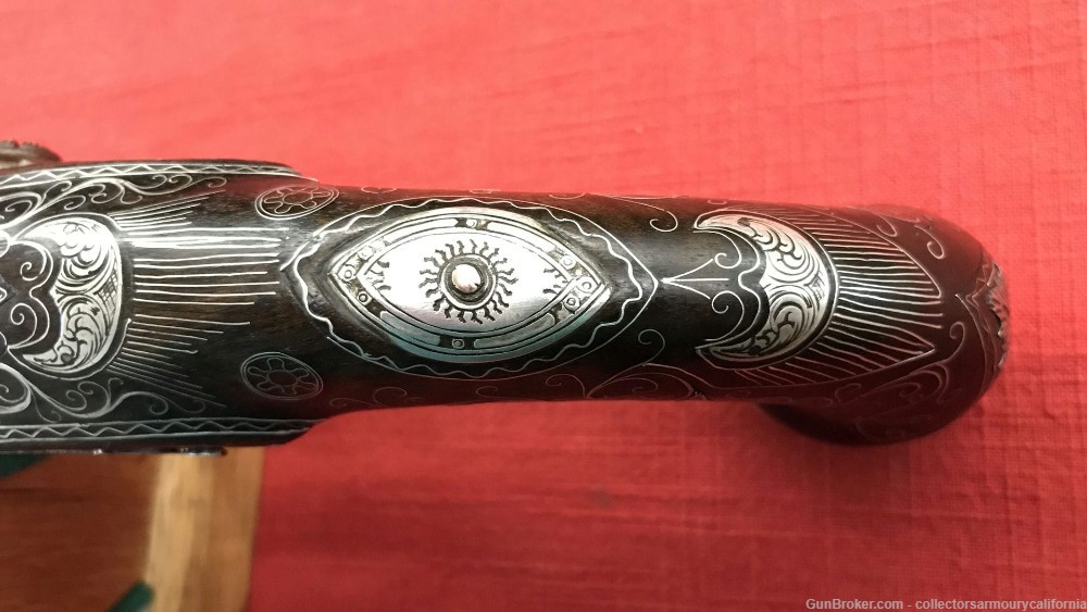 Splendid Silver Mounted Indian Flintlock Kubur Holster Pistol Circa 1800-img-14