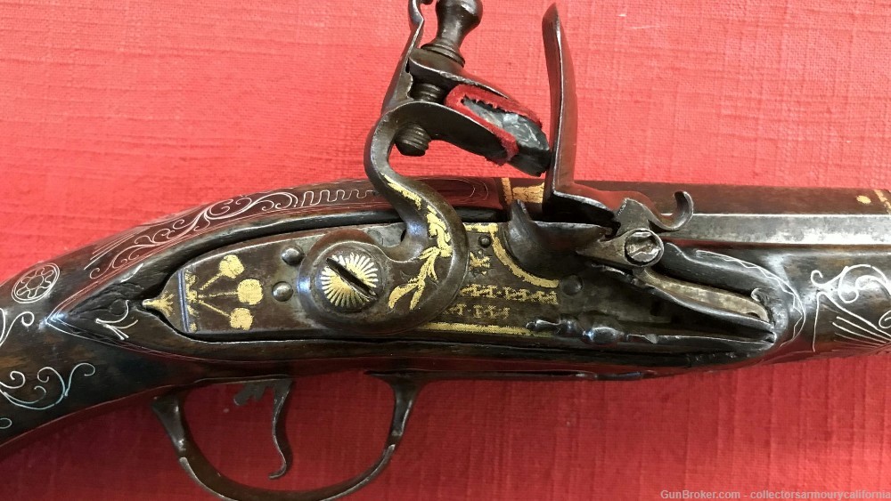 Splendid Silver Mounted Indian Flintlock Kubur Holster Pistol Circa 1800-img-5