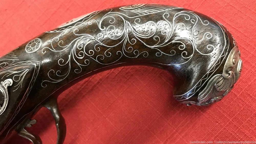 Splendid Silver Mounted Indian Flintlock Kubur Holster Pistol Circa 1800-img-26