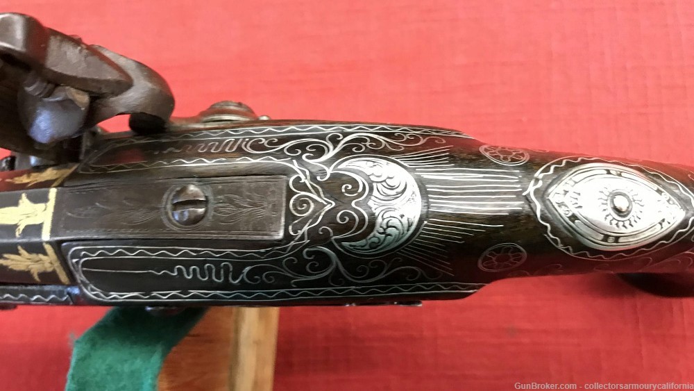 Splendid Silver Mounted Indian Flintlock Kubur Holster Pistol Circa 1800-img-24