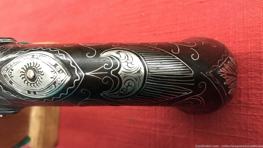 Splendid Silver Mounted Indian Flintlock Kubur Holster Pistol Circa 1800-img-13