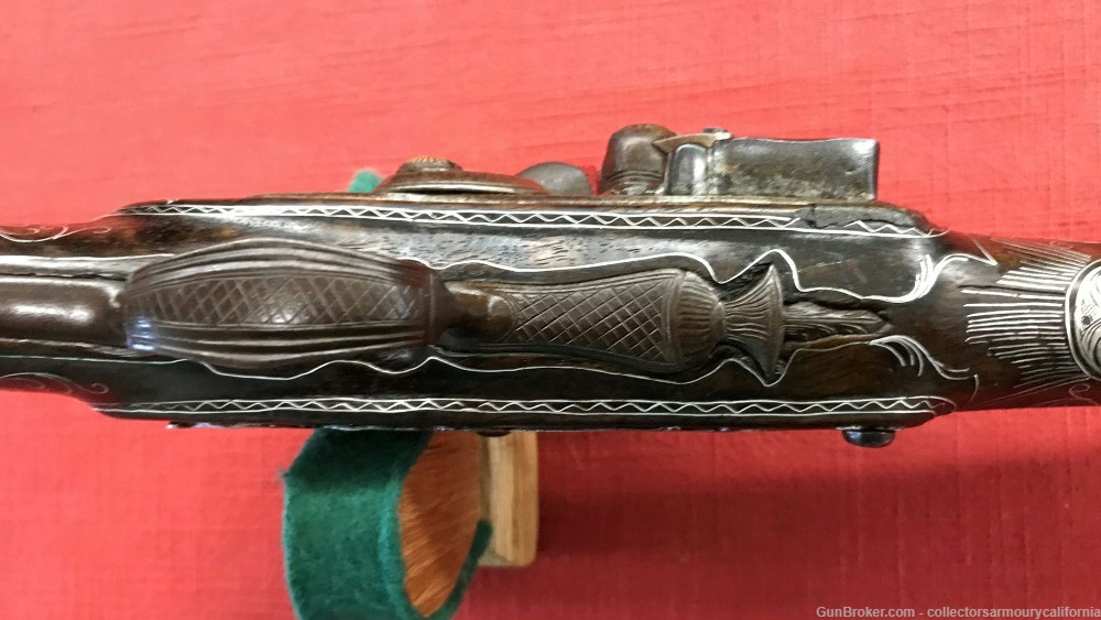Splendid Silver Mounted Indian Flintlock Kubur Holster Pistol Circa 1800-img-19