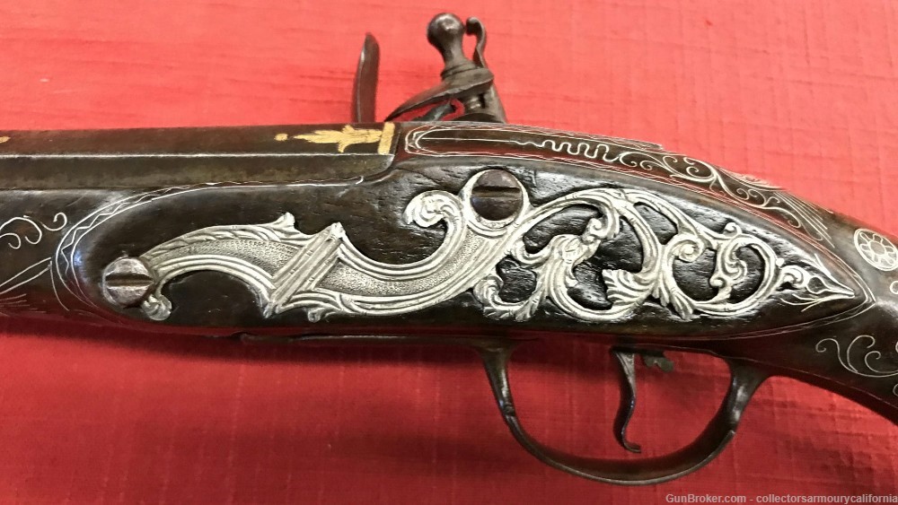 Splendid Silver Mounted Indian Flintlock Kubur Holster Pistol Circa 1800-img-10
