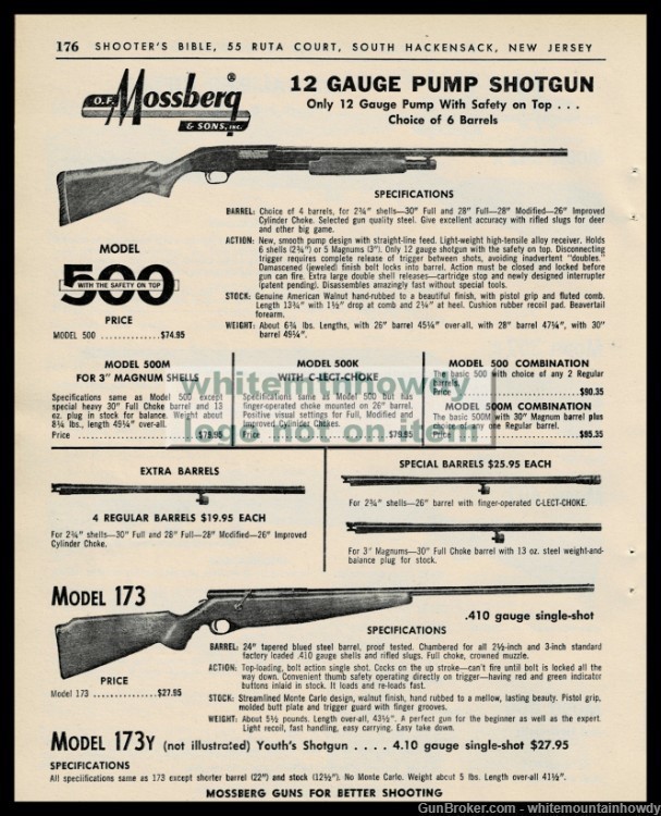 1963 MOSSBERG Model 500 12 ga Pump Shotgun PRINT AD shown w/ 173 .410-img-0