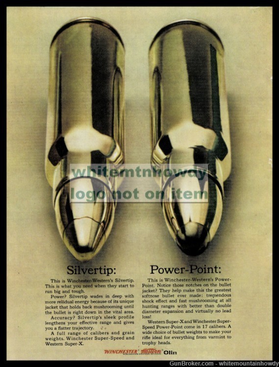 1963 WINCHESTER Silver Tip & Power Point Bullets Ammunition Photo PRINT AD-img-0