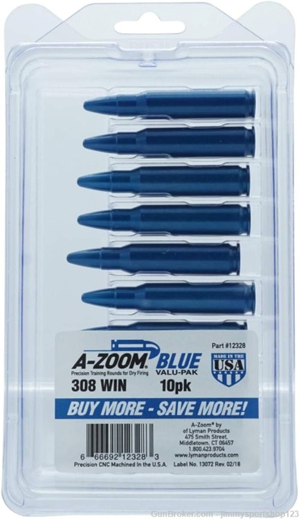 A-ZOOM Centerfire Rifle Snap Caps.308, 10-Pack, Blue-img-0