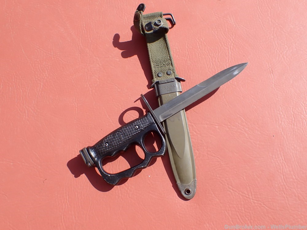 US M7 KNUCKLE KNIFE BAYONET WITH SCABBARD USGI M16 TRENCH BOC-img-35