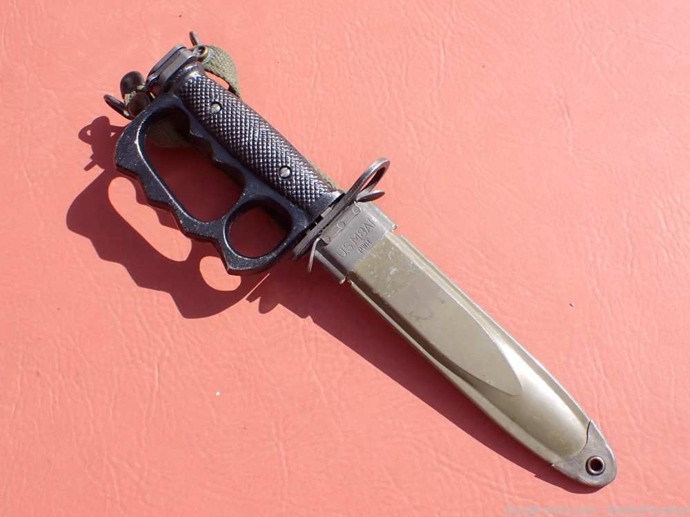 US M7 KNUCKLE KNIFE BAYONET WITH SCABBARD USGI M16 TRENCH BOC-img-4