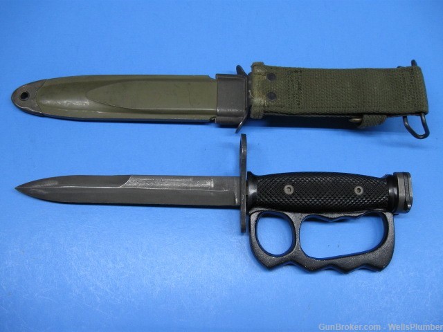 US M7 KNUCKLE KNIFE BAYONET WITH SCABBARD USGI M16 TRENCH BOC-img-1