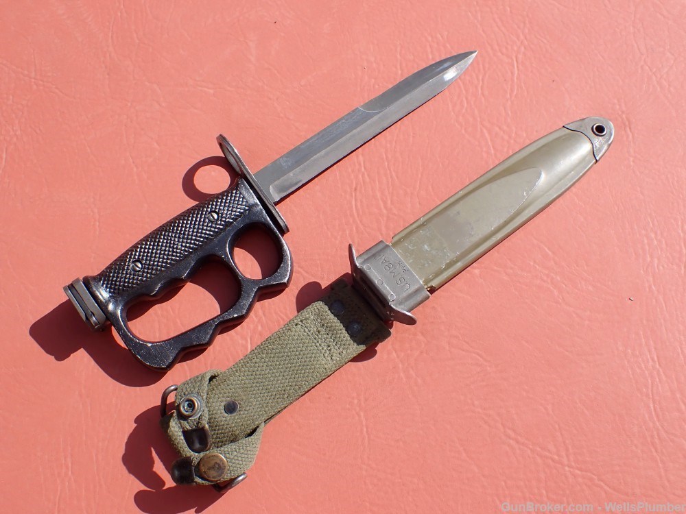 US M7 KNUCKLE KNIFE BAYONET WITH SCABBARD USGI M16 TRENCH BOC-img-3