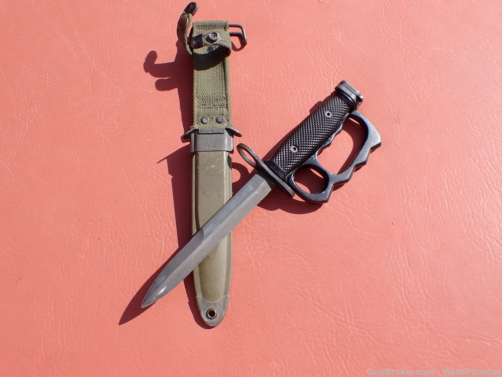 US M7 KNUCKLE KNIFE BAYONET WITH SCABBARD USGI M16 TRENCH BOC-img-36