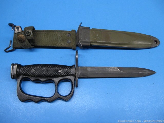 US M7 KNUCKLE KNIFE BAYONET WITH SCABBARD USGI M16 TRENCH BOC-img-0
