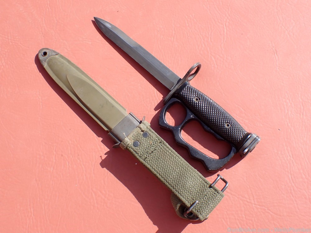 US M7 KNUCKLE KNIFE BAYONET WITH SCABBARD USGI M16 TRENCH BOC-img-5