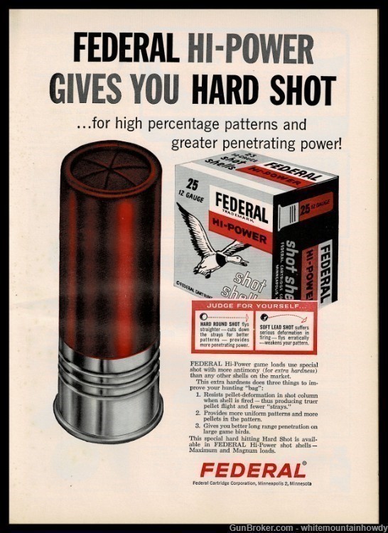 1963 FEDERAL Hi-Power Shotgun Shells Ammunition PRINT AD-img-0