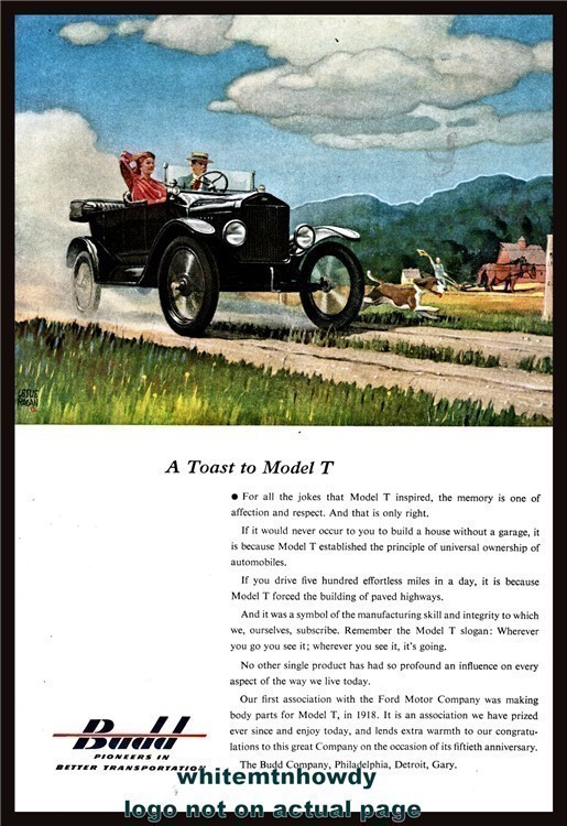 1953 Budd AD FORD MODEL T Antique Automobile Car Leslie Ragan Art-img-0
