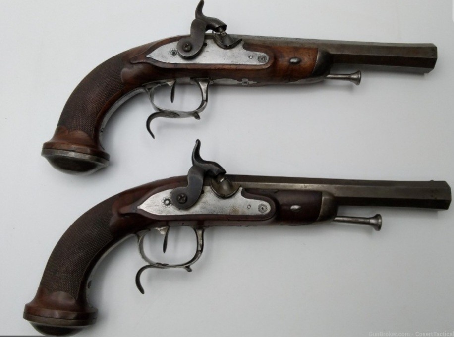 Antique Matched Pair French Percussion Pistols -img-14