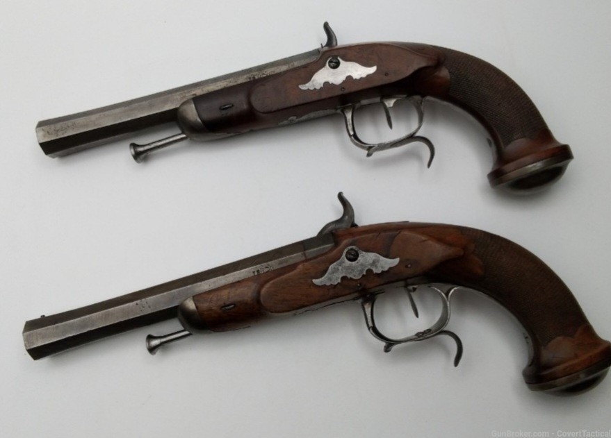Antique Matched Pair French Percussion Pistols -img-1