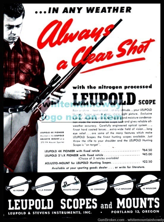 1952 FN MAUSER SPORTER featured in LEUPOLS  4X Rifle Scope PRINT AD-img-0