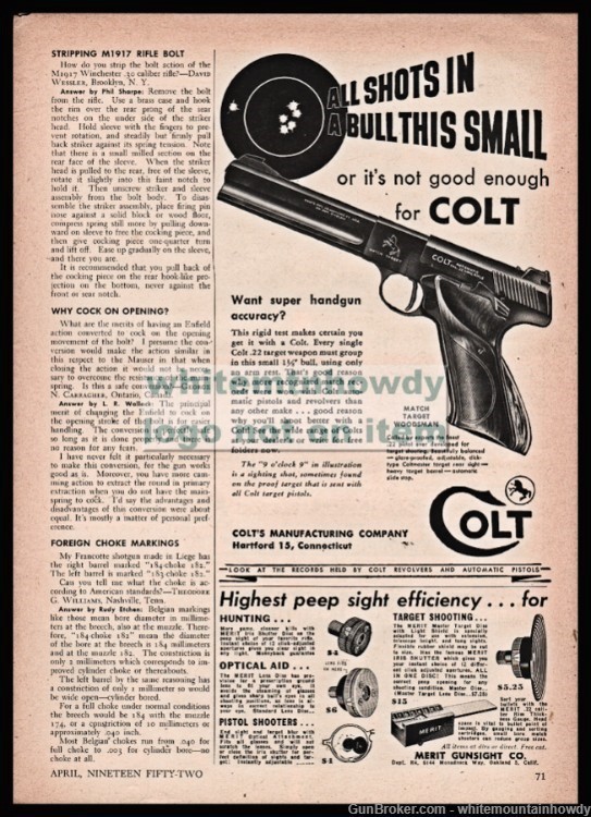1951 COLT WOODSMAN  Match Target Pistol PRINT AD Super handgun accuracy-img-0