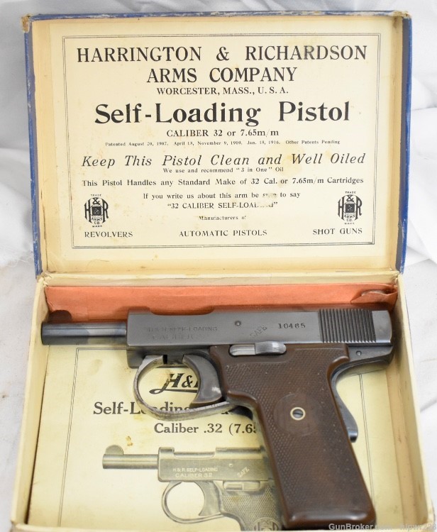 Harrington & Richardson .32 Self Loading Pistol in box with manual and rod!-img-1