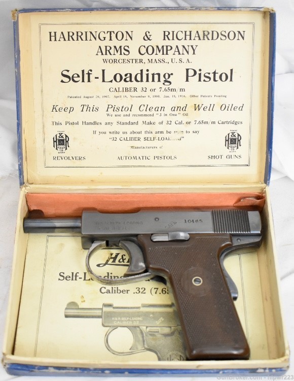 Harrington & Richardson .32 Self Loading Pistol in box with manual and rod!-img-2