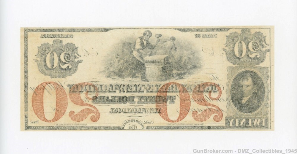 1800s $20 Connecticut Bank Note Money Currency-img-1