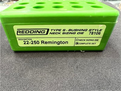 REDDING 78106 TYPE S BUSHING STYLE 3-DIE SET 22-250 REM LIKE NEW