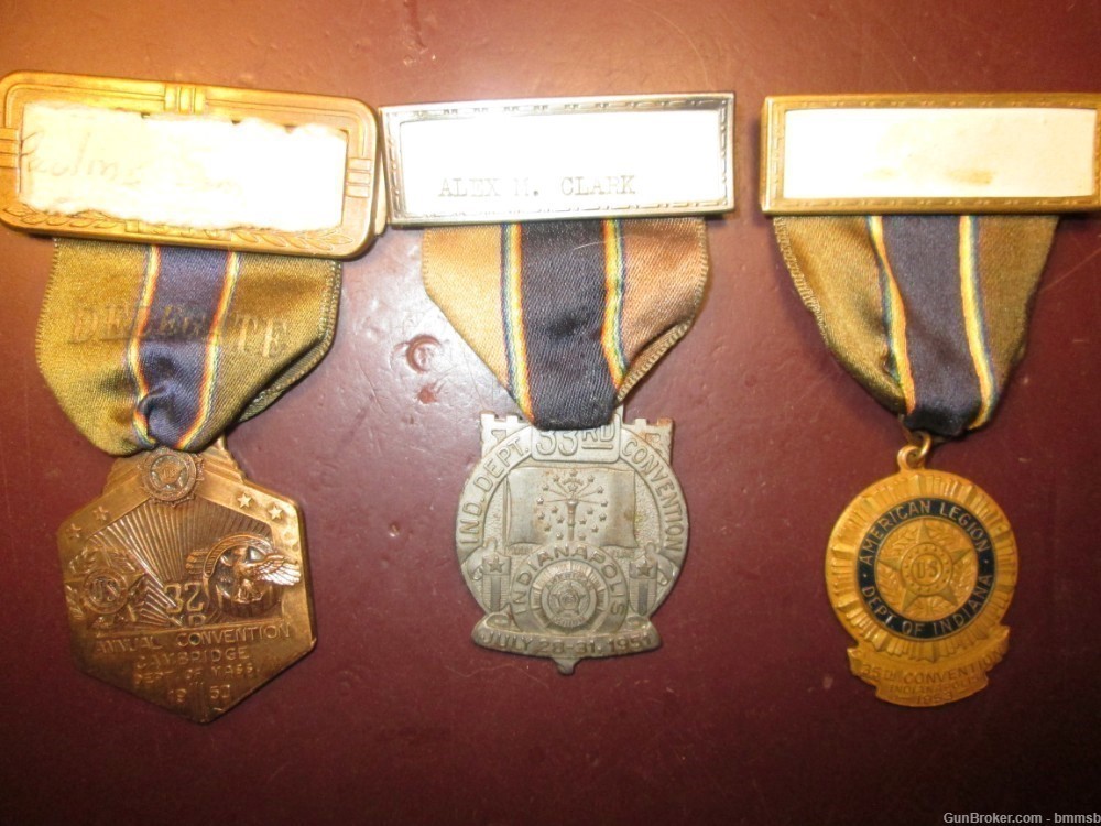 U.S. Lot of 3 1950's American Legion Medals with Ribbons-img-0