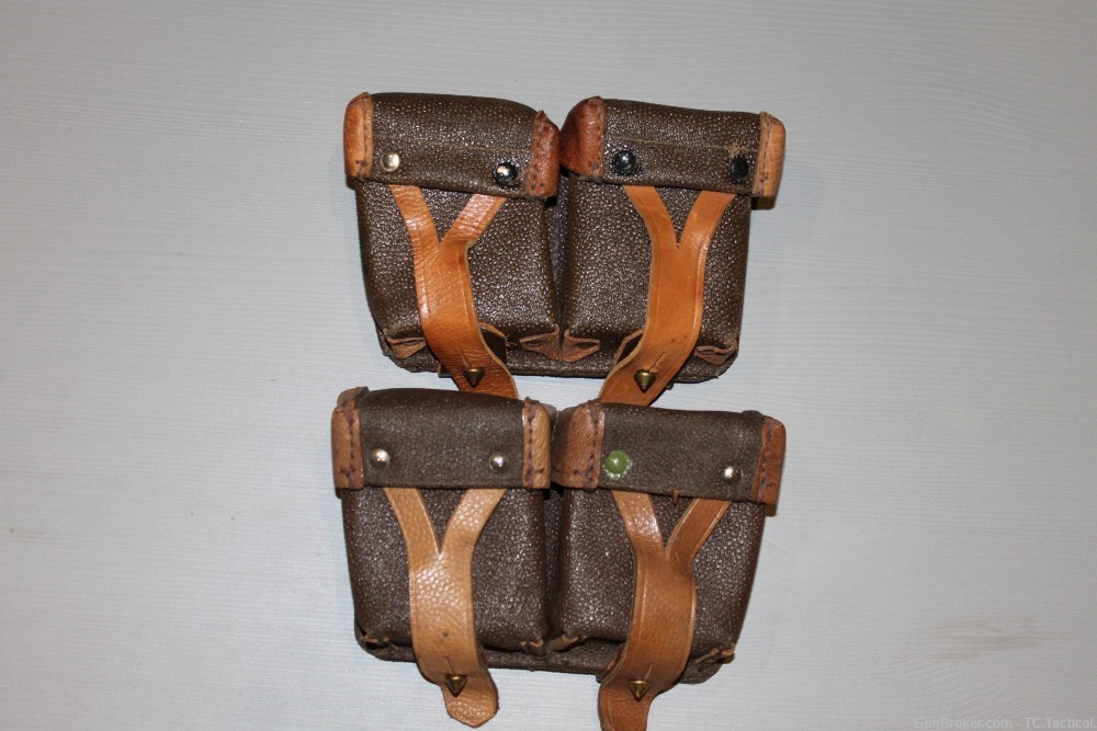 Russian Mosin Nagant 91/30 Ammunition Ammo Pouches Brown Leather PAIR-img-0