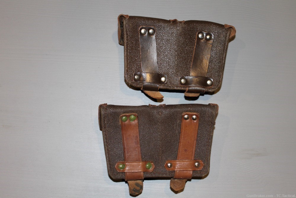 Russian Mosin Nagant 91/30 Ammunition Ammo Pouches Brown Leather PAIR-img-1
