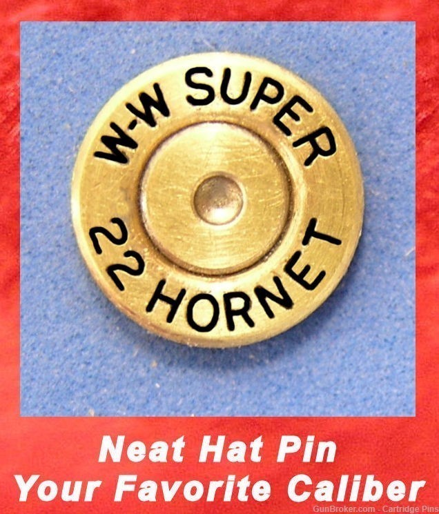 W-W SUPER  22 HORNET   Brass  Cartridge Hat Pin  Tie Tac  Ammo Bullet-img-0