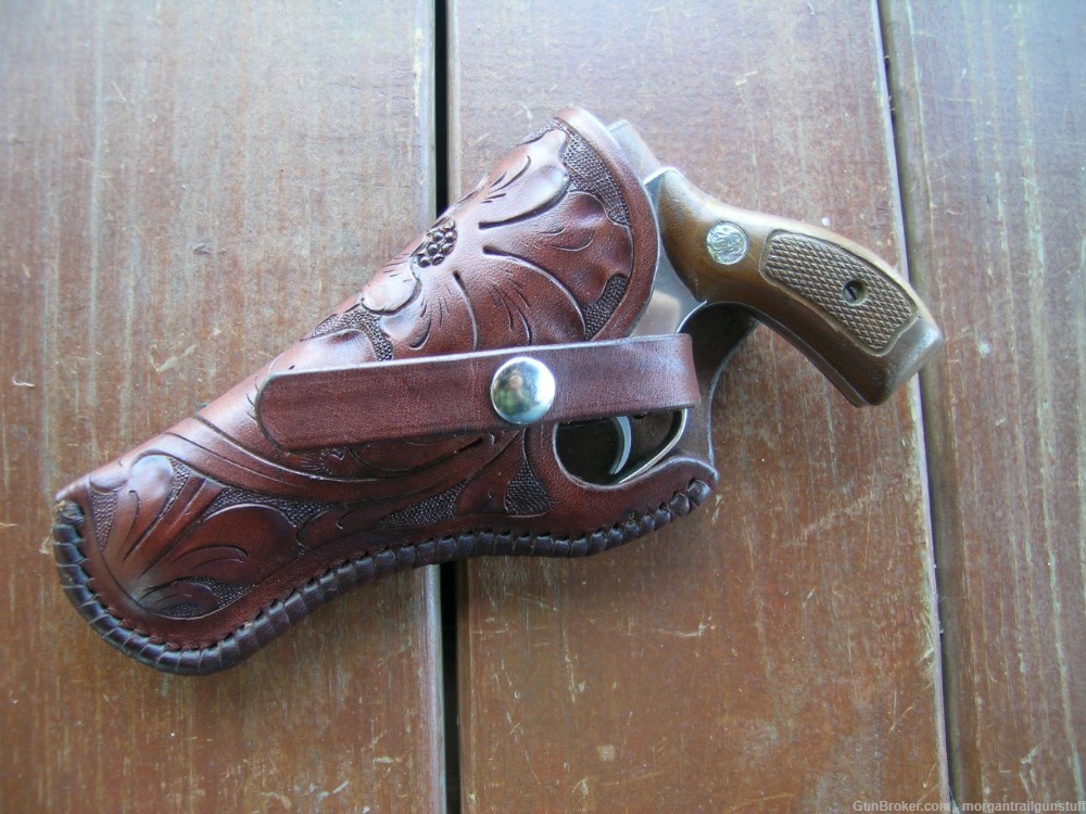 Geo Lawrence Tooled Leather Holster S&W I & J-Frame 3-1/4" LH Still New-img-0