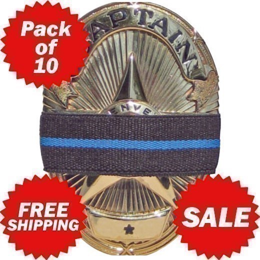 Pack of 10 Thin Blue Line Mourning Band Memorial Badge Ribbon FREE SHIPPING-img-0