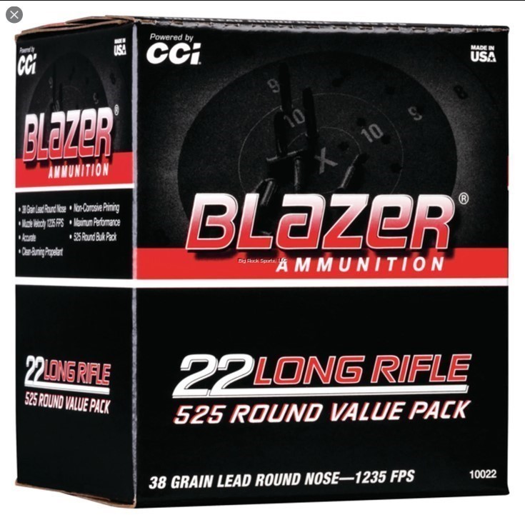 CCI BLAZER HV 22 LR Round Nose 38 Grain 525 Rounds 22LR 1235 fps -img-0