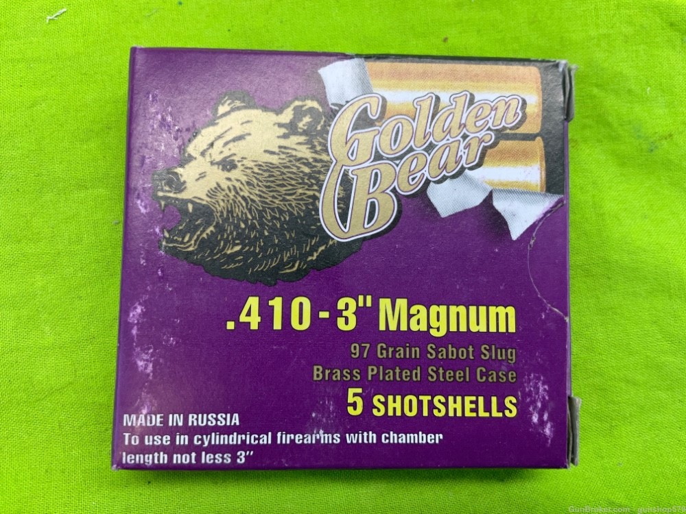Golden Bear 410 3 Inch Magnum 97 Grain SLUG Brass Plated SAIGA IZHMASH Semi-img-0